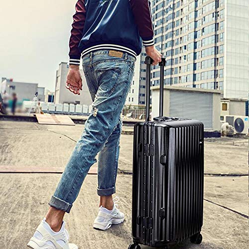 Trolley Case Instagram Marco De Aluminio Maleta 360 ° Polea Hombres Y Mujeres Maleta Caja De Almacenamiento De Color Sólido (Capacity : 20 Pulgadas, Color : Negro)