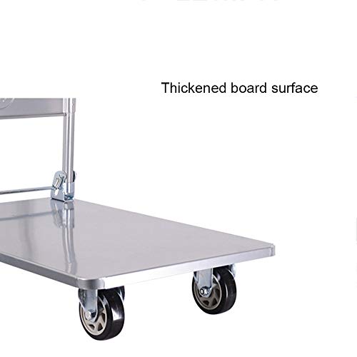 Trolley extraíble de Cama Plana Plegable de Acero Inoxidable con Ruedas de Plata para Centro Comercial de mercancías almacén de fábrica Carro casero