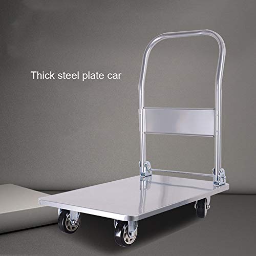 Trolley extraíble de Cama Plana Plegable de Acero Inoxidable con Ruedas de Plata para Centro Comercial de mercancías almacén de fábrica Carro casero