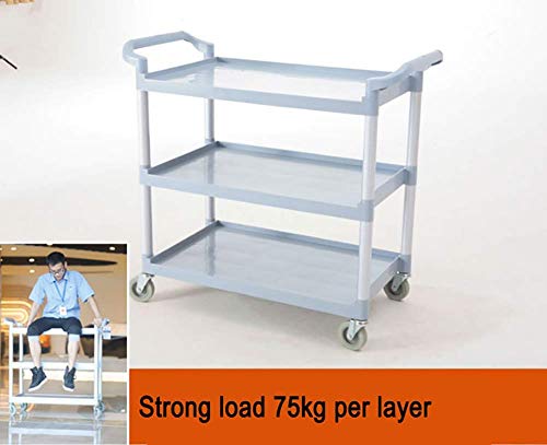 Trolley on Wheels Tool Trolley de Hostelería Gris con Rueda Universal, Carro de Vino de 3 Niveles para Cabina de Avión, Carga de 75 Kg por Capa, 96 × 49 × 103 cm, T-C