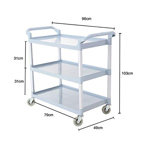 Trolley on Wheels Tool Trolley de Hostelería Gris con Rueda Universal, Carro de Vino de 3 Niveles para Cabina de Avión, Carga de 75 Kg por Capa, 96 × 49 × 103 cm, T-C