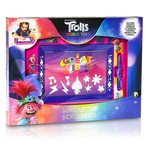 TROLLS Pizarra Infantil, Pizarra Magnetica Infantil con Personaje Poppy Troll Pizarra Magica con Rotuladores Niños Magneticos y Sellos, Juguetes para Niños y Niñas