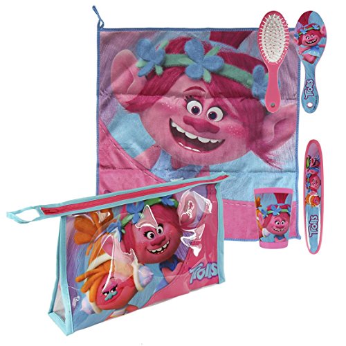Trolls Set neceser higiene comedor escuela, color fucsia, 23 cm (Artesanía Cerdá 2500000685)