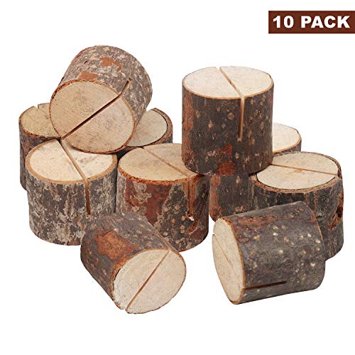 Troncos Madera Decoracion (10 Piezas) - Soporte Madera Rustico (3 x 3,5cm) - Decoracion Boda para Fotos, Restaurante - Perfecto para Tarjetas Mesa, Nombre, Portafotos