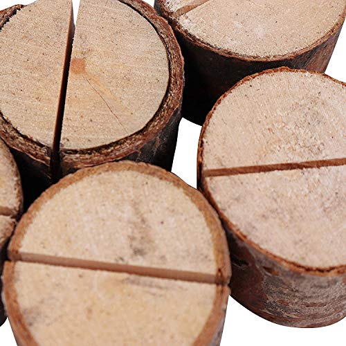 Troncos Madera Decoracion (10 Piezas) - Soporte Madera Rustico (3 x 3,5cm) - Decoracion Boda para Fotos, Restaurante - Perfecto para Tarjetas Mesa, Nombre, Portafotos