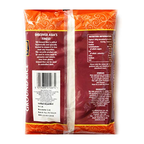 TRS Harina de arroz blanco (arroz grandioso) bolsa de 1,5 kg – perfecta para platos dulces y salados – sin conservantes ni aditivos – Ideal sustituto de harina de trigo – sin gluten (GF)