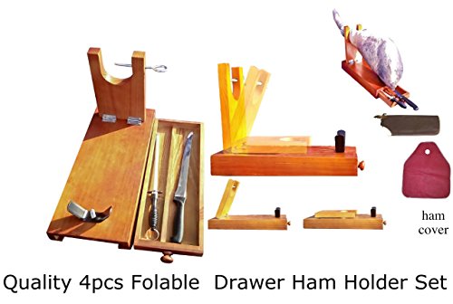 truevine Jamonero de 4 piezas, cuchillo, funda para jamón y afilador
