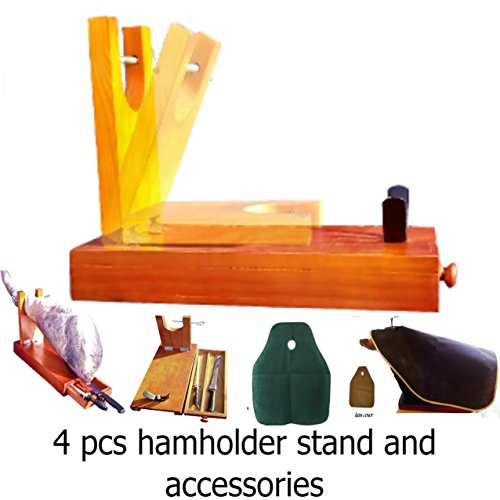 truevine Jamonero de 4 piezas, cuchillo, funda para jamón y afilador