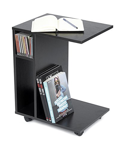 ts-ideen Carrito Mesa de Café con Ruedas Balda Carrito de Servicio Madera Negro
