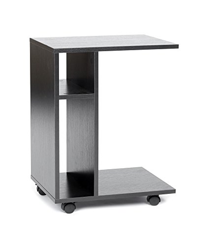 ts-ideen Carrito Mesa de Café con Ruedas Balda Carrito de Servicio Madera Negro