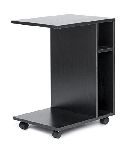 ts-ideen Carrito Mesa de Café con Ruedas Balda Carrito de Servicio Madera Negro