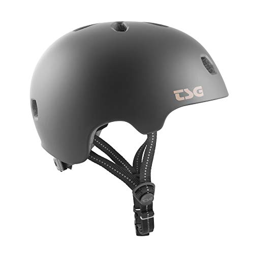 TSG Meta Solid Color – Casco Semi-Integral, Verano, Unisex, Color Negro Satinado, tamaño Large/Extra-Large