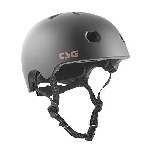 TSG Meta Solid Color – Casco Semi-Integral, Verano, Unisex, Color Negro Satinado, tamaño Large/Extra-Large