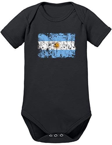 TShirt-People - Body para bebé, diseño de la Bandera de Argentina Negro 3-6 Meses