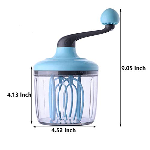 TSMALL Batidora Manual de 37 oz para Crema de Huevo, Manual, manivela, Empujar, espumador de Leche, batidor de Huevos de Mano para batidor de Huevos, espumador de Leche (Azul)