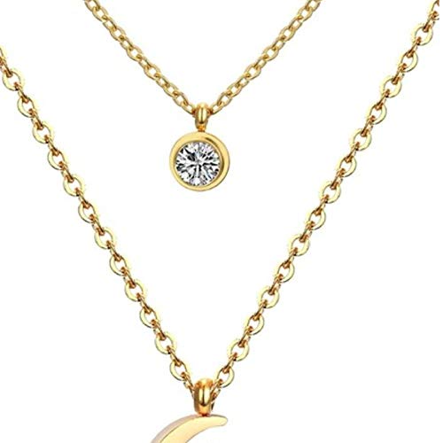 TTDAltd Collar Collar De Joyería para Mujer Moon Star Colgante Collar Doble De Cadena