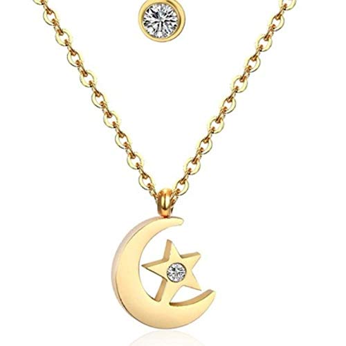 TTDAltd Collar Collar De Joyería para Mujer Moon Star Colgante Collar Doble De Cadena