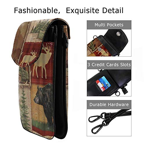 TTmom Carteras de Mujer, Monedero, Rustic Lodge Bear Moose Cell Phone Wallet Purse - Compatible