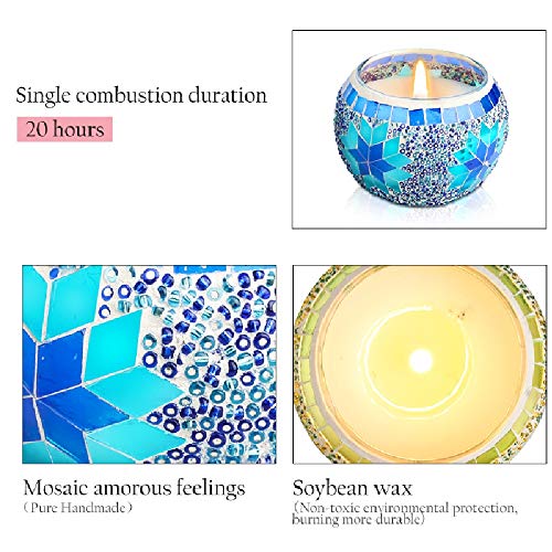 TTPF Vela Set 4 Piezas Traje de Mosaico de Vidrio aromaterapia bujía sin Humo Naturales portátil apropiado para Relajarse del estrés de Socorro Viaje
