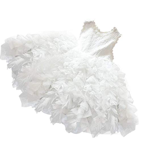 TTYAOVO Verano sin Mangas con Volantes en Forma de Flor para niñas Talla 110 Durante 4-5 años Blanco