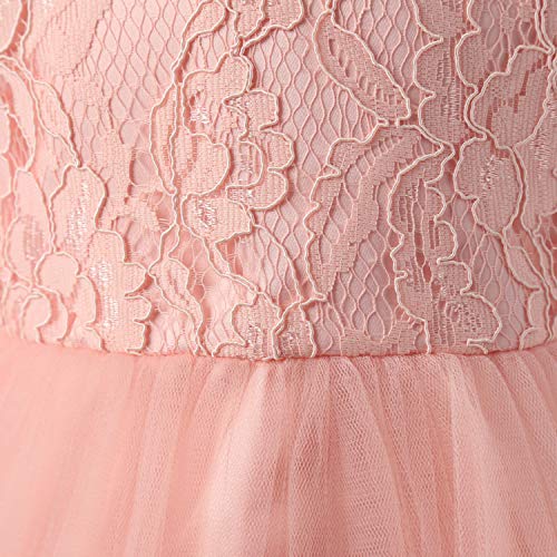 TTYAOVO Vestido de Tul de Manga Larga de la Boda de la Dama de Honor de la Princesa de Las Muchachas del Bebé 4-5 Años Rosado