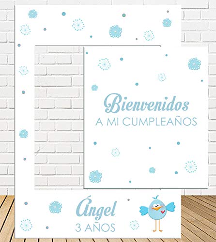 Tu Fiesta Mola Mazo Photocall Infantil Pajarito Azul 80x110cm| Personaliza Marco Divertido| Photocall económico