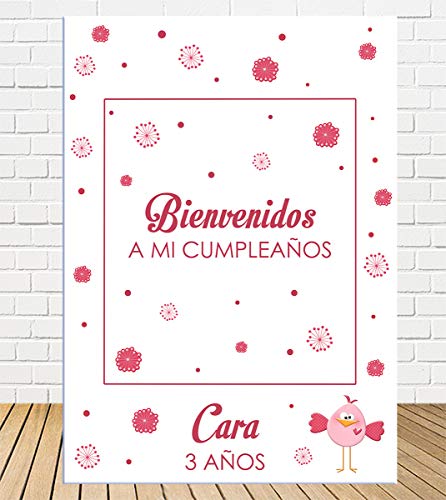 Tu Fiesta Mola Mazo Photocall Infantil Pajarito Rosa 80x1010cm| Personaliza Marco Original| Photocall económico…