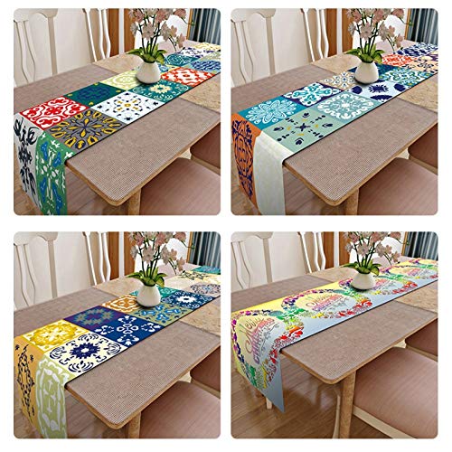 TUANZI Squisito Runner da tavolo Impresión geométrica Rectangular Camino de Mesa Impermeable Boho Tabla Cubierta de Tela de la Plaza Runner Mesa de Comedor Decoración per Feste, ristoranti e attiv