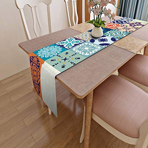 TUANZI Squisito Runner da tavolo Impresión geométrica Rectangular Camino de Mesa Impermeable Boho Tabla Cubierta de Tela de la Plaza Runner Mesa de Comedor Decoración per Feste, ristoranti e attiv
