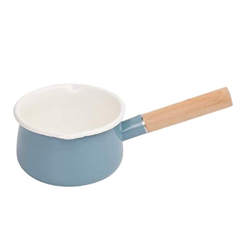 Tubayia 1.3L - Cazo para Leche (Antiadherente, esmaltado, Mango de Madera Aislado, para café, Mantequilla y Salsas)