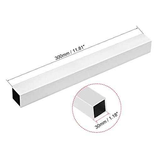 Tubo cuadrado de aluminio 30mm x 30mm x 2mm Grosor de la pared 300mm Longitud Tubos rectos sin soldadura