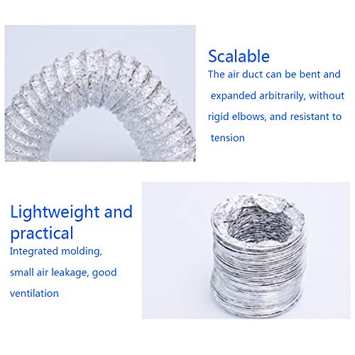 Tubo de Manguera de Ventilación, Fuerte Tubo Flexible de Aluminio, Aire Climatización Secadora Conducto de Aire de Ventilación Sistemas, Resistencia a altas temperaturas, para Extractor (ø 500mm/6m)
