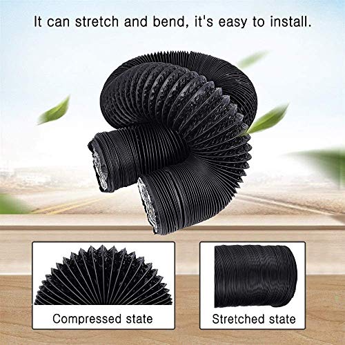 Tubo Flexible de Aluminio, Tubo Ventilación, No es fácil de corroer, para Extractor de Aire Climatización Secadora Conducto de Aire de Sistemas (ø 80mm/1m,Black)