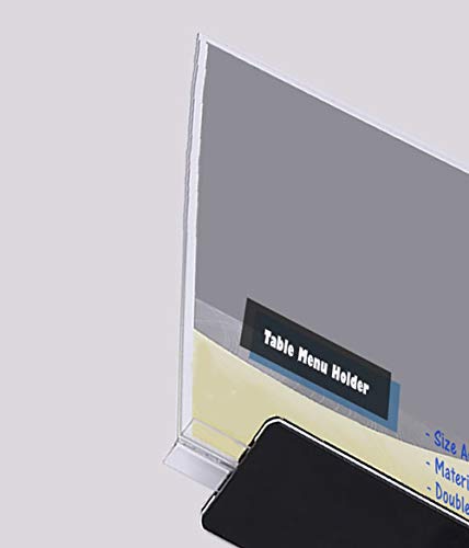 TUKA 6x A5 Menu Soporte Doble Cara, Forma de T con Base, Soportes de Sobremesa para Carteles, Menús, Promociones, Porta Carteles. T Expositor de Mesa, Acrílico Transparente, Vertical, TKD8205-A5-6x
