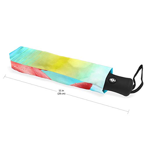 Tulip Flowers Paraguas Plegable para Cerrar y Cerrar, Resistente al Viento, a la Lluvia, automático, con Cierre Abierto, protección UV para Mujeres y Hombres