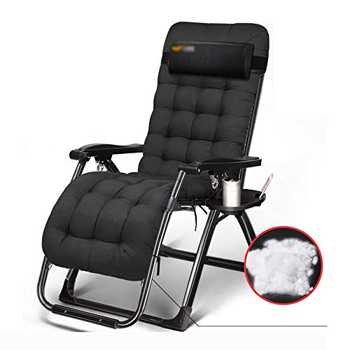 Tumbona Hamaca Plegable Solarium Salón Oficina Silla de jardín Almuerzo 150kg Rotura Siesta Respaldo Silla Silla Plegable del hogar multifunción Capacidad Máxima de Carga (Color : Black)