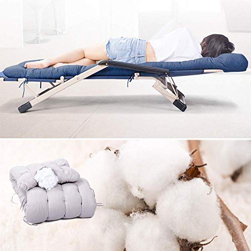 Tumbona Plegable Relax silla reclinable cubierta ajustable silla de múltiples ángulos con reposacabezas extraíble portátil Tumbona Jardín, Solarium algodón Disponible Mat(azul, tamaño, Silla + Mat)...