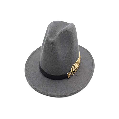 TUOLUO Bombín De ala Grande Aleros Planos Otoño Invierno Damas Sombrero De Fieltro XXL/Gris