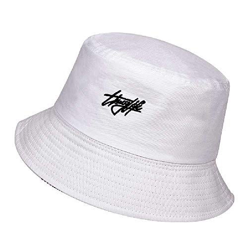 TUOLUO Sombrero De Pescador De Doble Cara Sombrero De Sol De Verano para Mujer Impresión De Letras Sombrero De Cuenca Salvaje Sombrero De Cubo De Hip Hop Negro