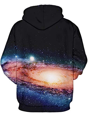 TUONROAD Sudadera con Capucha Hombre Novedad Galaxia Cat 3D Impreso Hoodie Mujer Ligero Gym Sweatshirt Confortable Pullover Colorido Manga Larga Sweater Hoody con Bolsillos Cordón L-XL