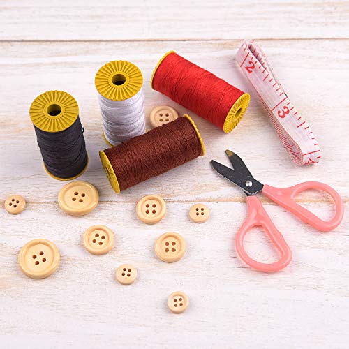 TUPARKA 255 UNIDS Botones de Madera Tamaño Mixto Botón de Forma Redonda de Madera Natural para Coser Artesanía Decoraciones 10mm 15mm 20mm (255 Pcs)