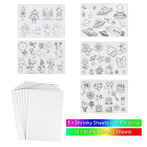TUPARKA 60 Pcs Papel de Calco, Papel retráctil Papel de Transferencia Incluye 10 Pcs de Película Termoencogible Lápices para Manualidades para Niños