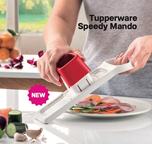 Tupperware Speedy mando cortador de alimentos, una hoja doble velocidad, Slice y almacenar en una sola vez