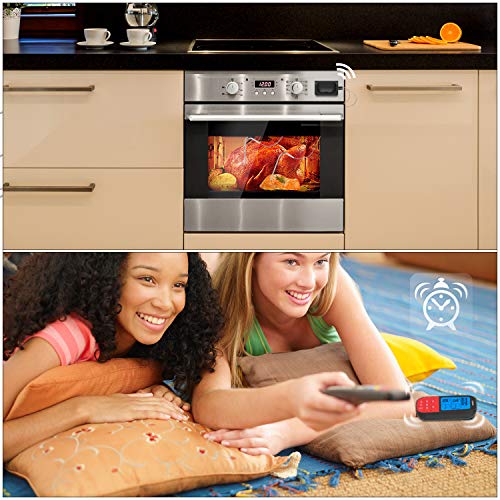 turata Carne Termómetro Tiempo de radio para asados con cuchillo, 2 sensores de temperatura sondas, magnético posterior, pantalla LCD de fondo auslesen instantáneo, Digital Barbacoa Termómetro