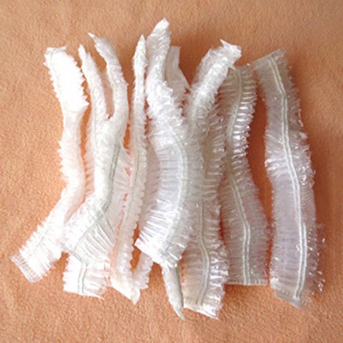Turbobm 100pcs / Pack Sombrero desechable Hotel One-Off Gorro de baño elástico para Ducha Peluquería Transparente Productos de baño Accesorios para Camping de Viaje