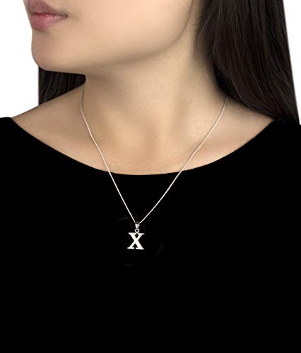 Tuscany Silver Collar con colgante de mujer con plata de ley (925/1000), letra X, 46 cm