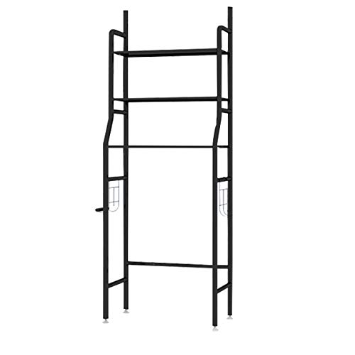 TuToy Estante De Almacenamiento De Cocina De 3 Niveles Sobre Inodoro, Baño, Lavandería, Lavadora, Estante De Toallas - Negro