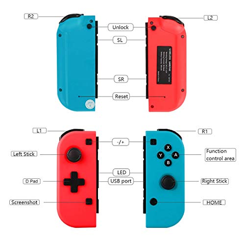 TUTUO Mando Switch para Nintendo Switch Joy con, Wireless Controller Gamepad Bluetooth Joystick Controlador Bluetooth Mando Controllers compatibles con Switch Pro
