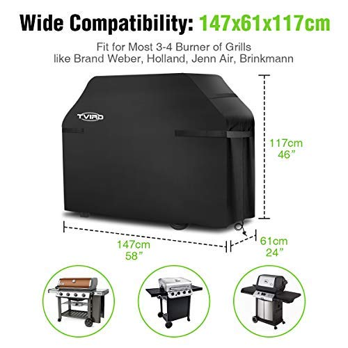 Tvird Funda para Barbacoa Impermeable, Cubierta para Barbacoa 420D Oxford 145 * 61 * 117cm,Protector para Barbacoa Anti-Viento/UV/Impermeabilidad,con Cuerda de Bloqueo
