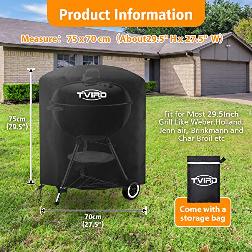 Tvird Funda para Barbacoa Redonda Impermeable, Cubierta para Barbacoa 300D Oxford 75 x 70cm,Protector para Barbacoa Anti-Viento/UV/Impermeabilidad,con Cuerda de Bloqueo